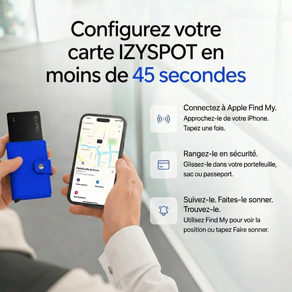 IZYSPOT — Carte de Suivi GPS Ultra-Fine (Compatible Apple Find My)